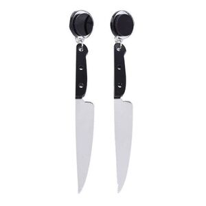 Spooky Silver Knife Earrings Creepy Goth Halloween Cosplay Statement Jewelry